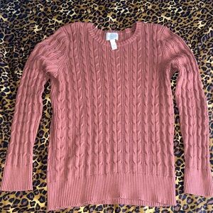 St. John's Bay Cable Knit Scoop Neck Sweater in Brown